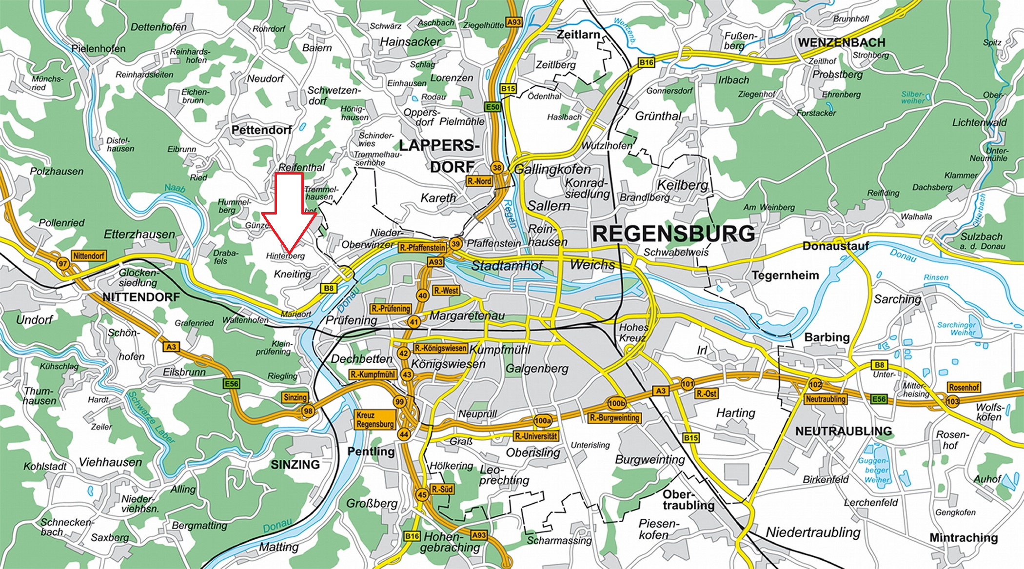Karte Regensburg